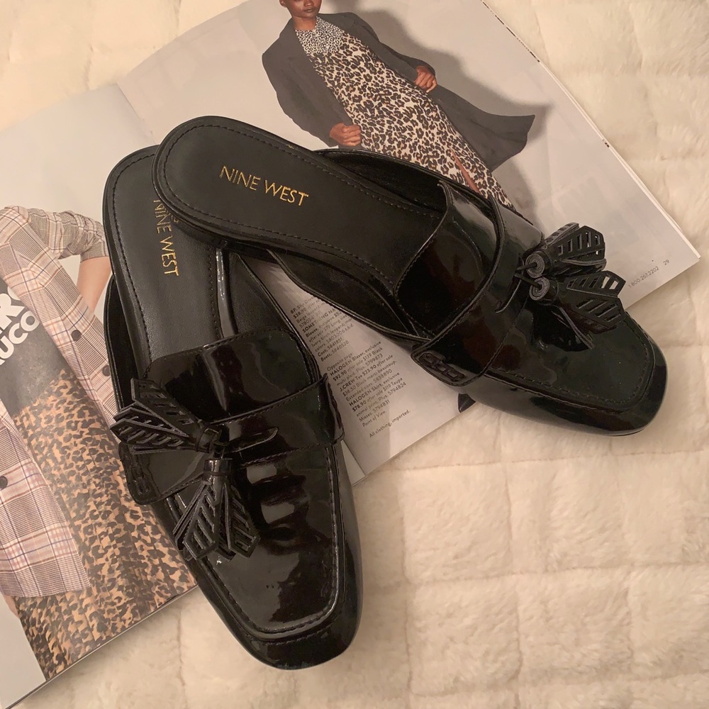 Gorgeous black loafers by Nine West .Vegan Leather